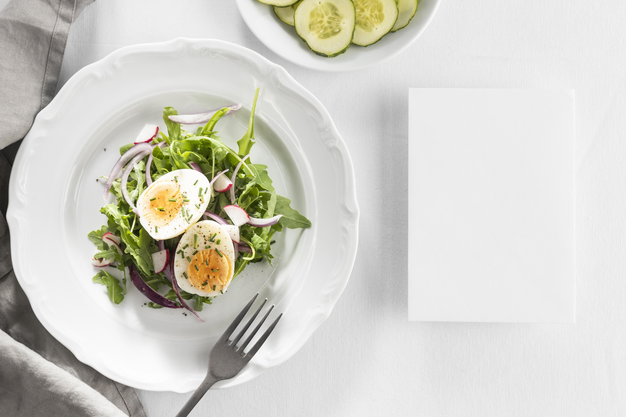 Simple plated salad on paper